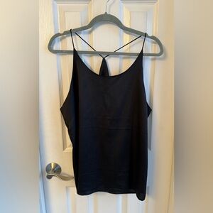 Racerback cami, satin, black, XL, women’s